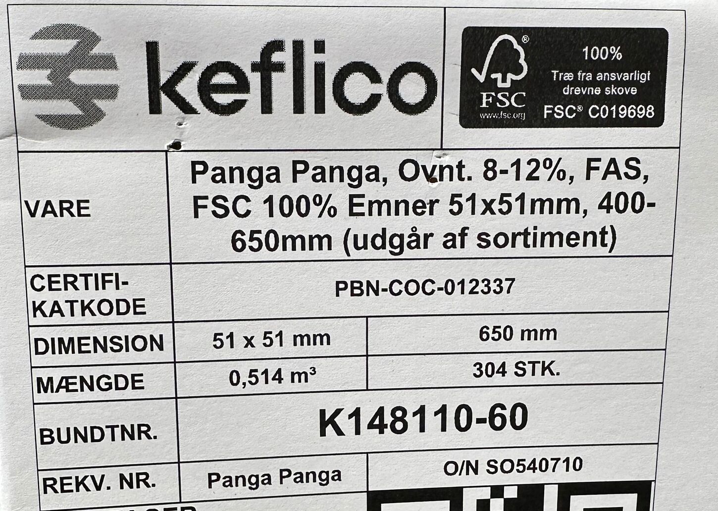 Panga Panga 51x51x650 mm
