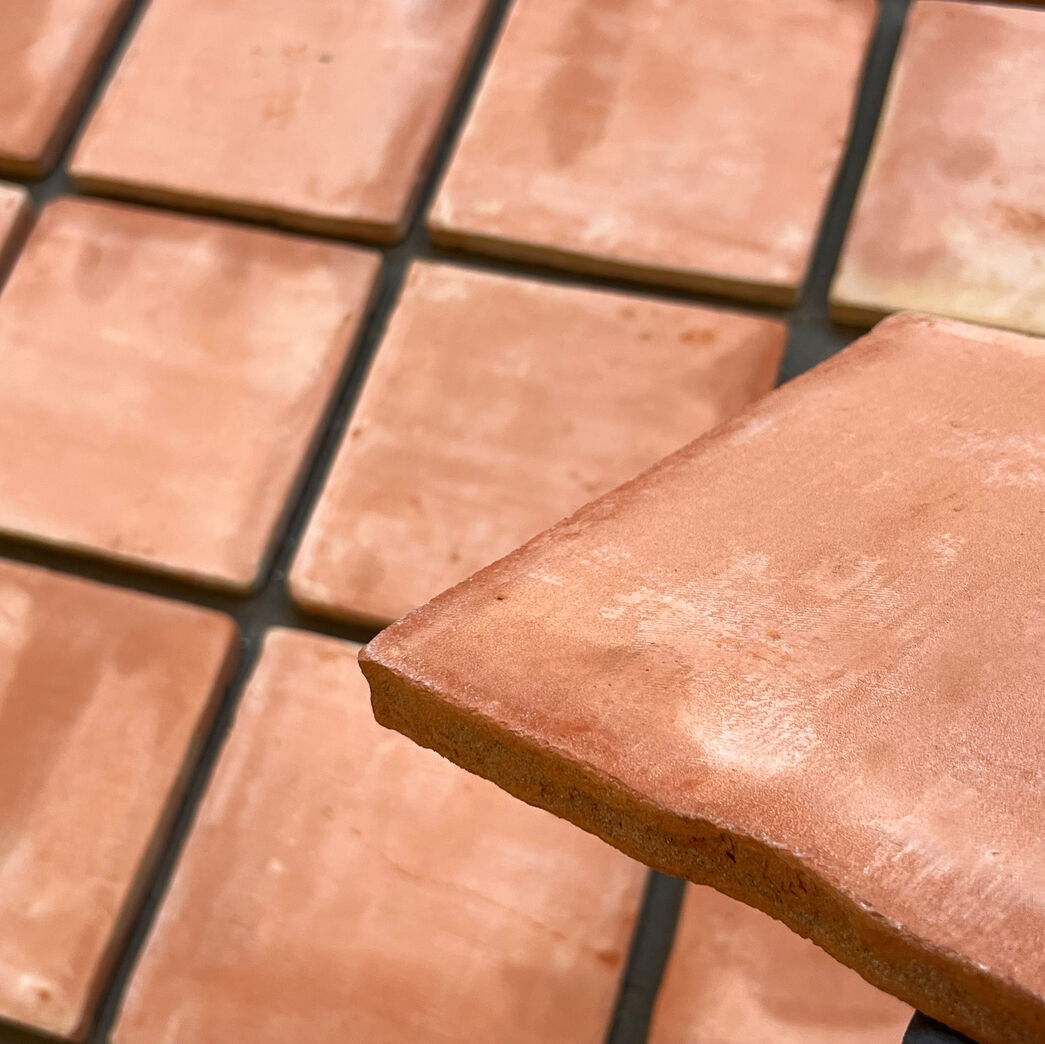 Røde kvadratiske terracotta gulvtegl - 21 x 21 cm