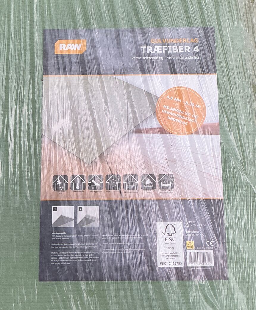 Træfiber 4 mm - gulvunderlag - 100 stk