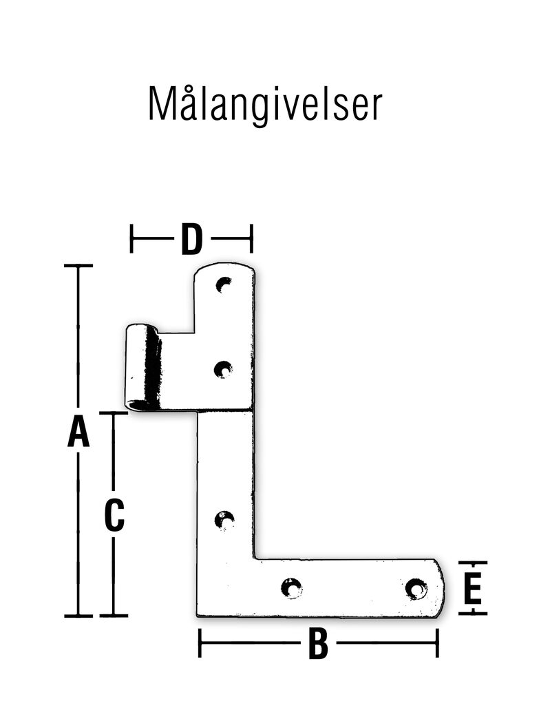 Vinkelhængsel højrehængt 138 mm