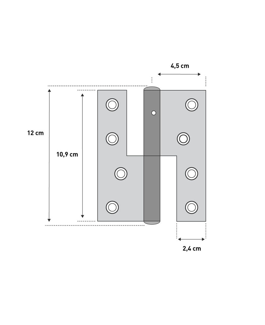 Dørhængsel højrehængt 120 mm hvidt