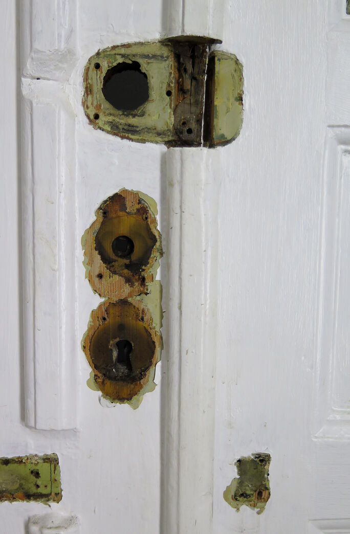 Dobbelt fyldningsdør med glas - i karm