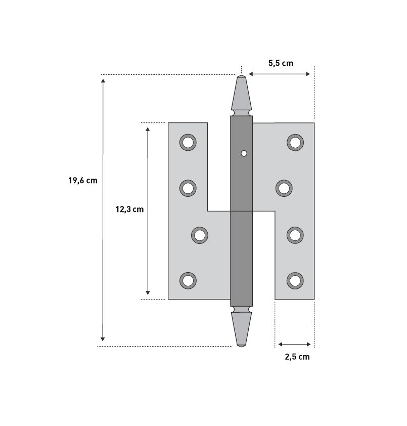 Hamborghængsel, højrehængt, 196mm (galvaniseret)