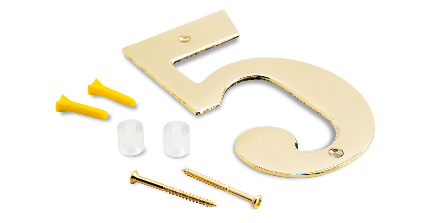 Husnummer i poleret messing - 5