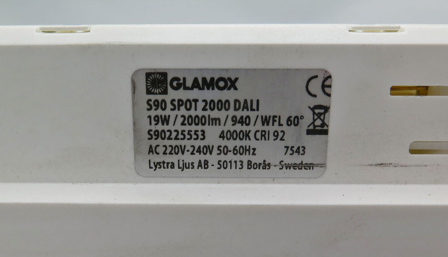 Glamox spotlampe til skinne - Hvid