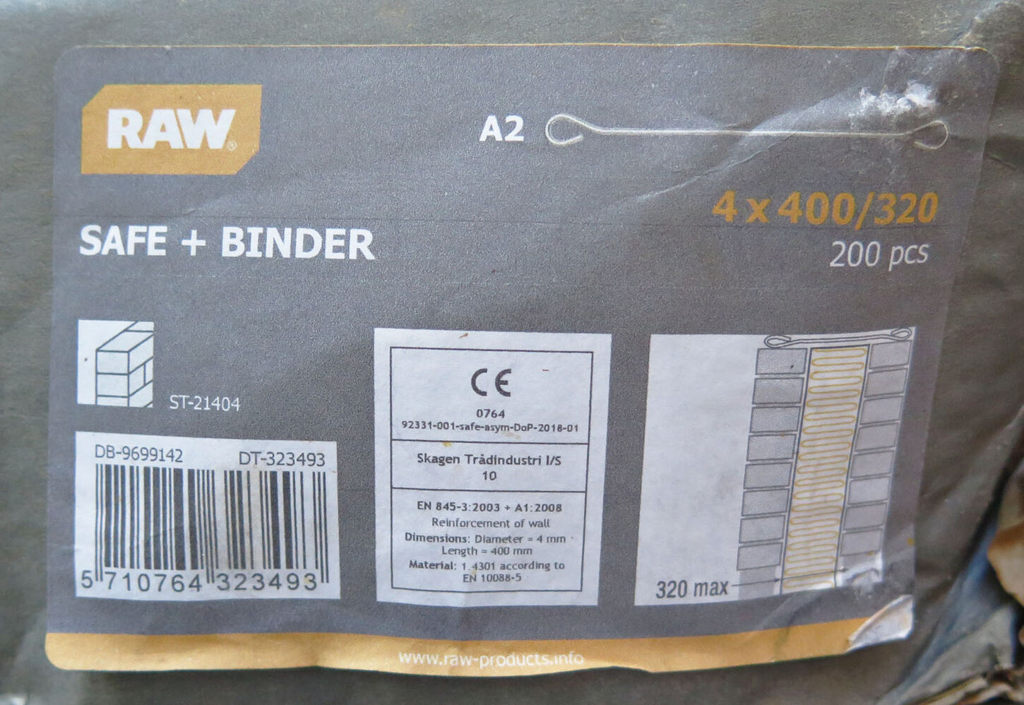 Murbinder fra RAW 4x400/320 mm - 200 stk