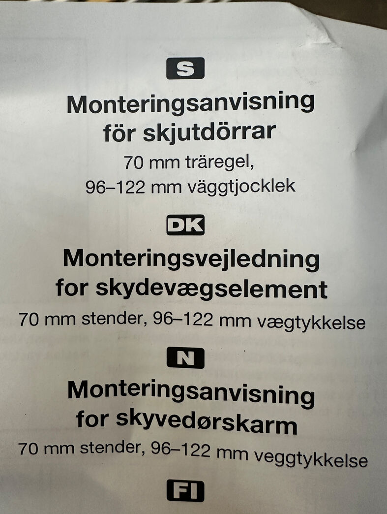 Skydevægselement karmmål 1490x2100 mm væg 96mm