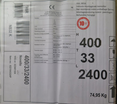 Ny panel radiator 2400x400x33