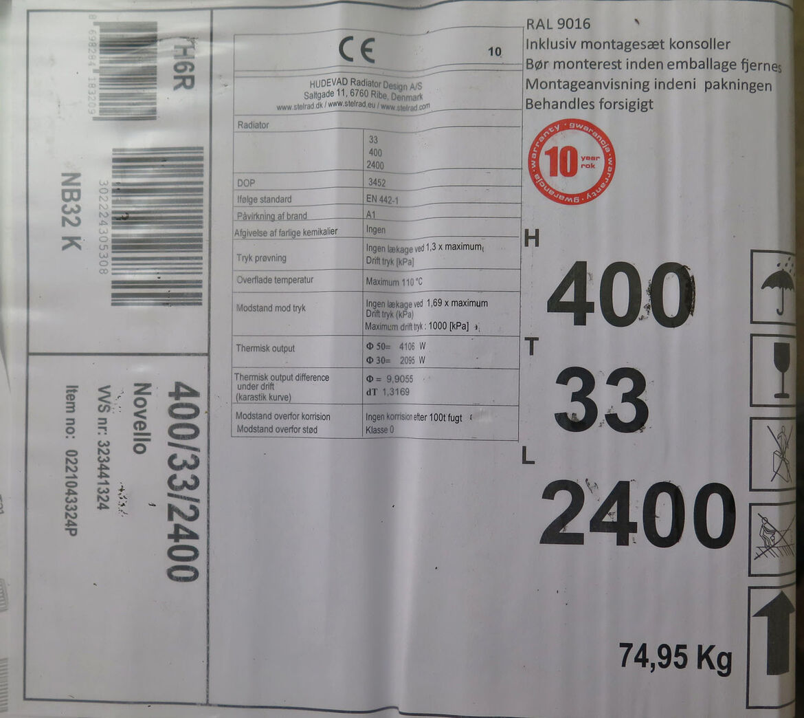 Ny panel radiator 2400x400x33