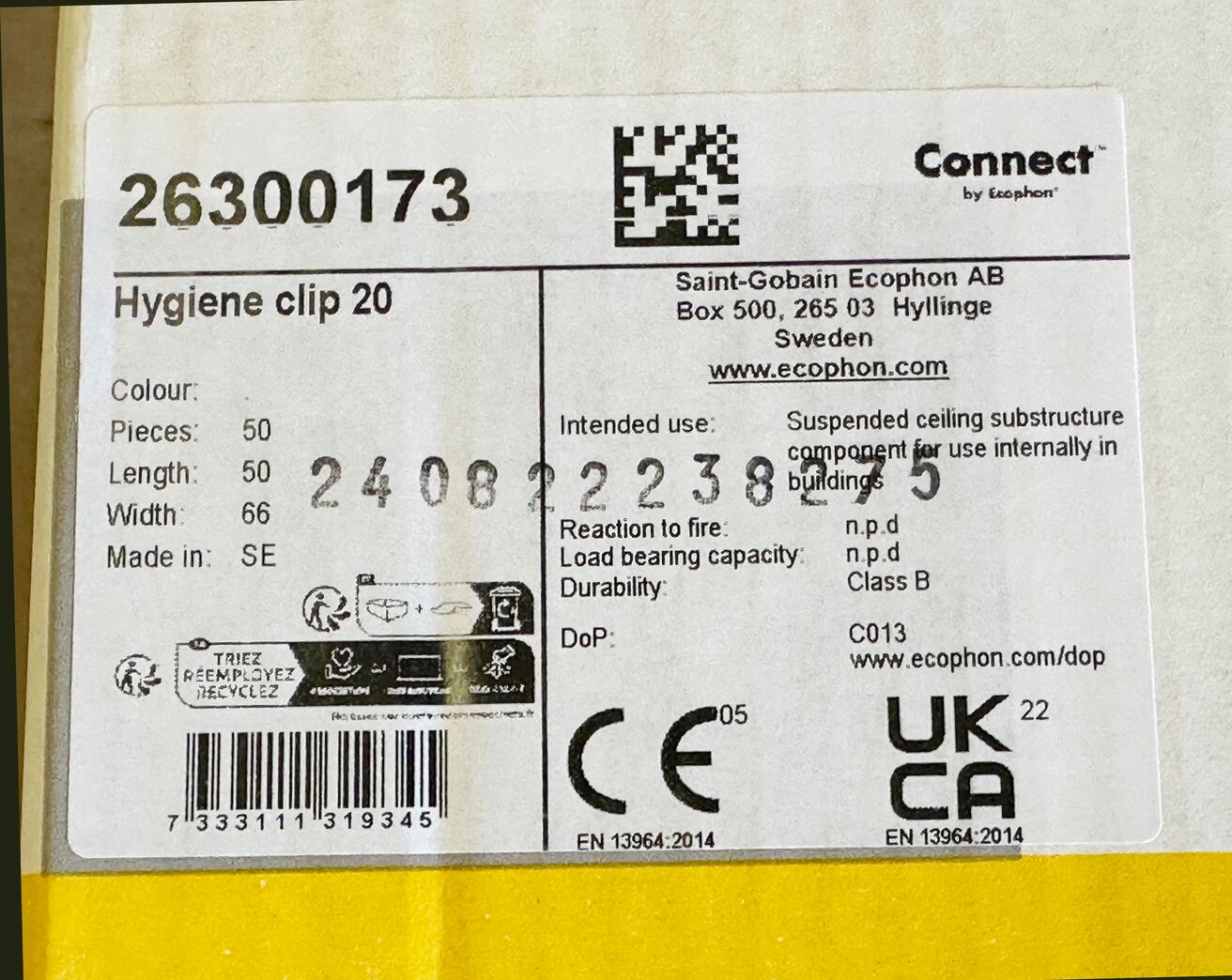 Ecophon Hygiene Clip 20