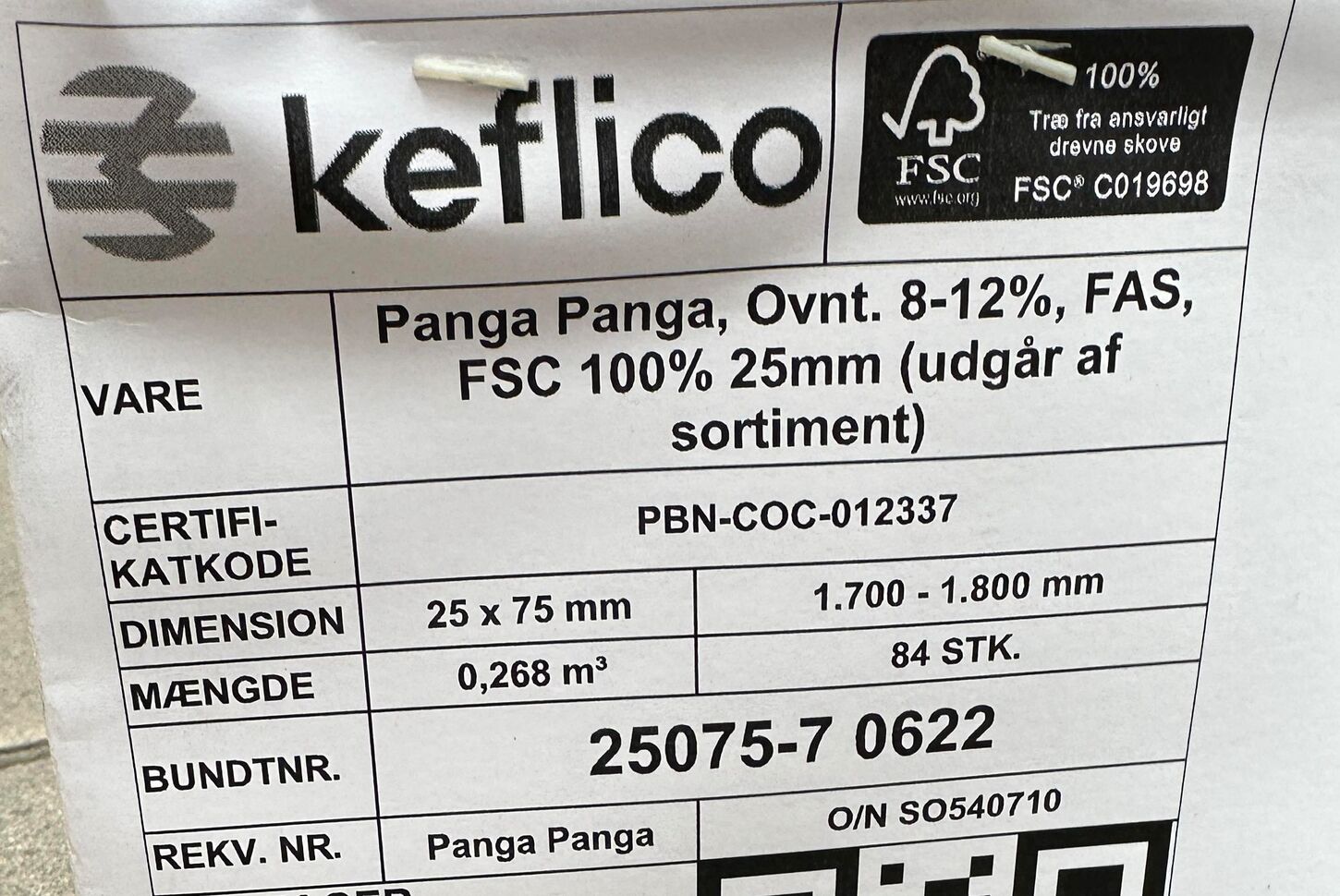 Panga Panga 75x1700 mm