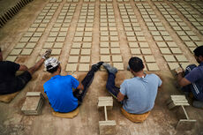 Røde kvadratiske terracotta gulvtegl - 21 x 21 cm