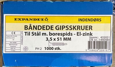 Expander båndede gipsskruer 3,5x51mm 1000 stk