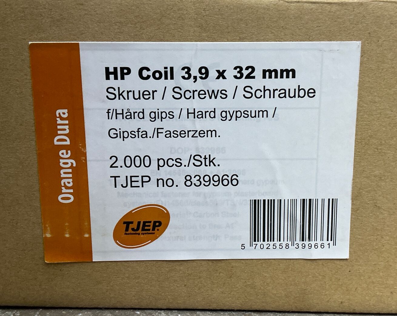 TJEP Gipsskruer 32mm 2000 stk.