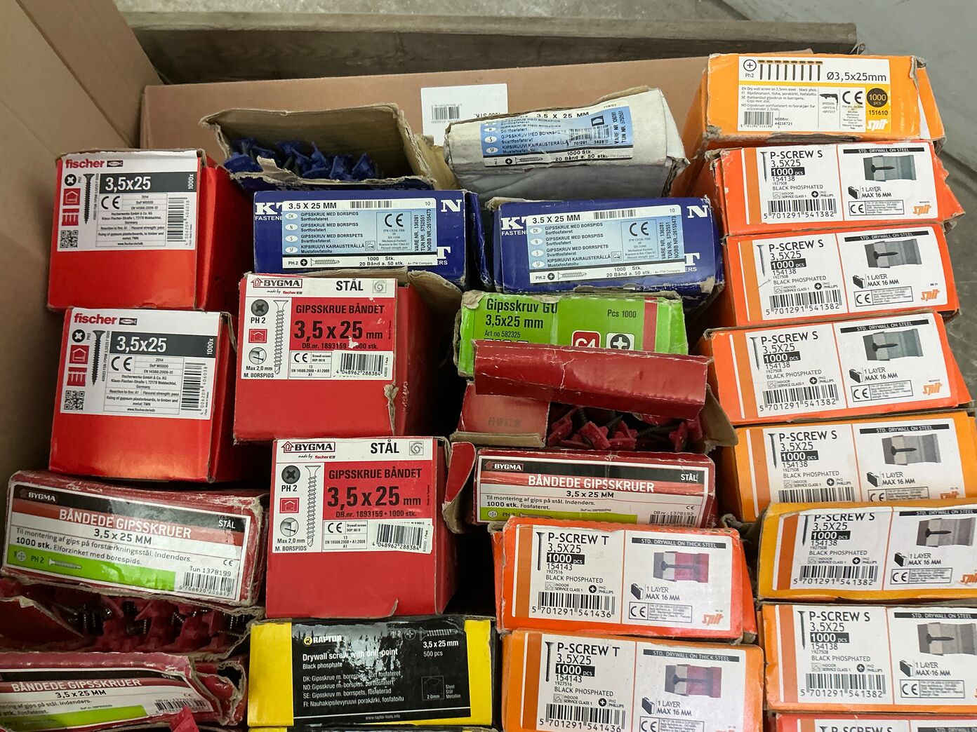 25mm Båndede gipsskruer til stål