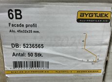 1 ks. Alu. Facadeprofil - 1 meter - 50 stk.