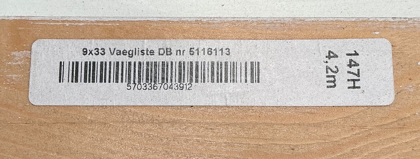 9x33 mm Væglister Fyr Hvid - ca. 60m