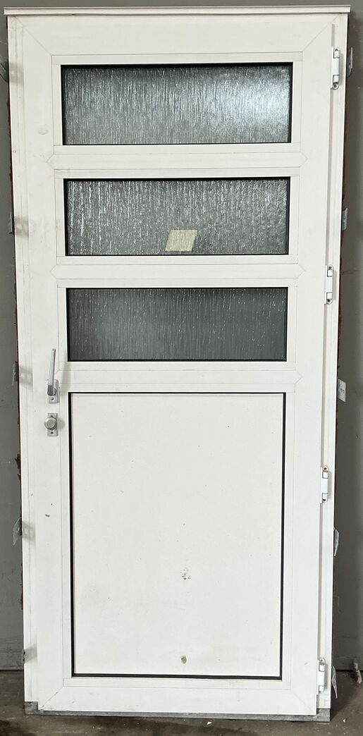 Facadedør i plast med 3 ruder hh - 209 cm
