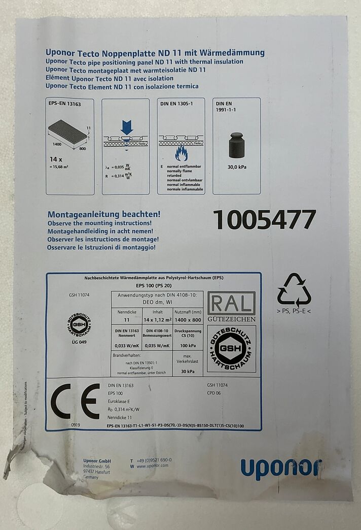 Uponor Tecto gulvvarmeplade EPS 11mm