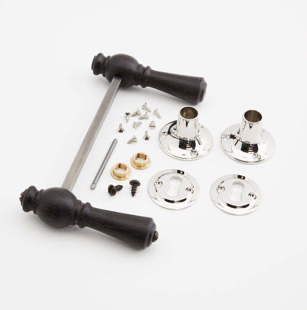 Trægreb til gammel dør - Knebel facon (smal udgave) i røget eg