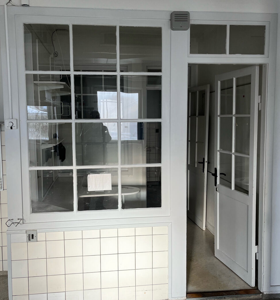 Fyldningsdør med glas og karm