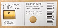 Nivito stålvask Cube 700 Brass