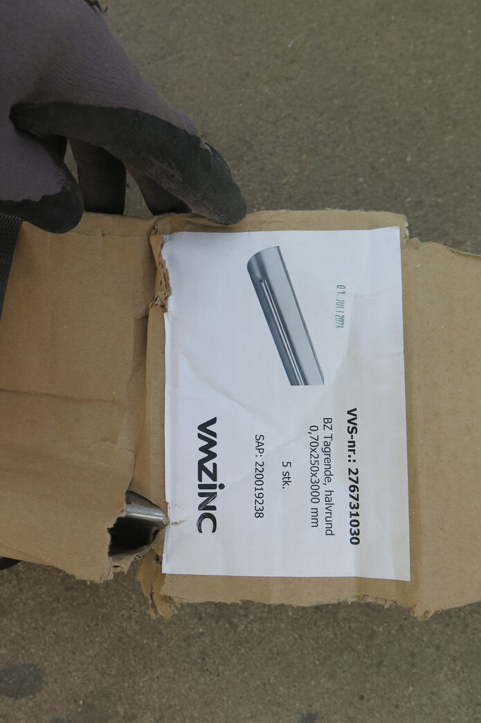 Zink tagrende 0,70x250x3000 mm  4 stk