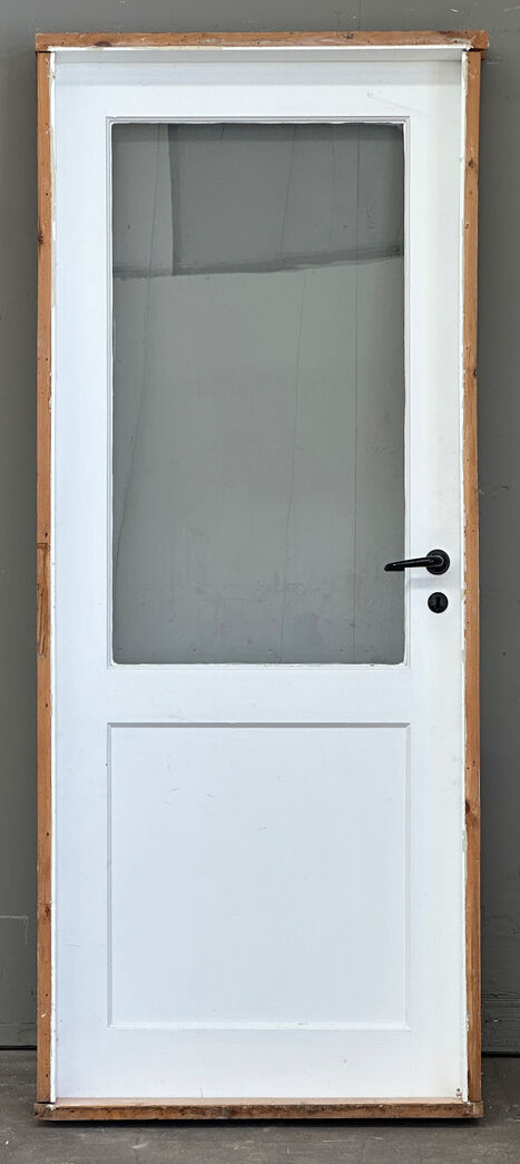 Fyldningsdør 86 cm med glas og karm Fyldningsdør 86 cm med glas og karm