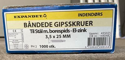 Expander båndede gipsskruer 3,5x25mm 1000 stk