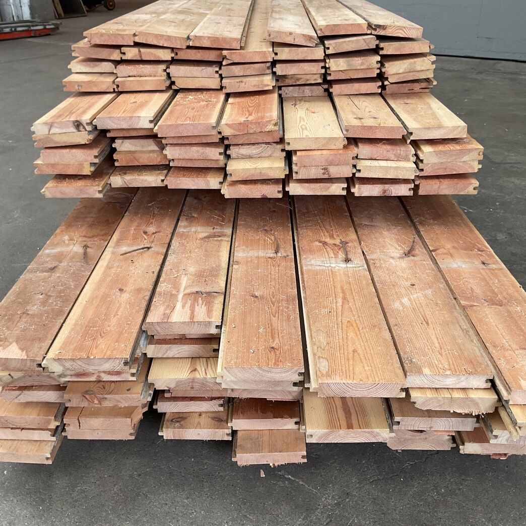 Brugte gulvbrædder i fyr, 44 m2, 10 cm