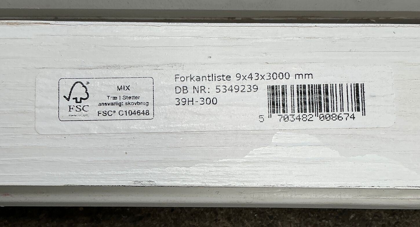 9x43 mm Forkantslister Fyr Hvid - 30 m