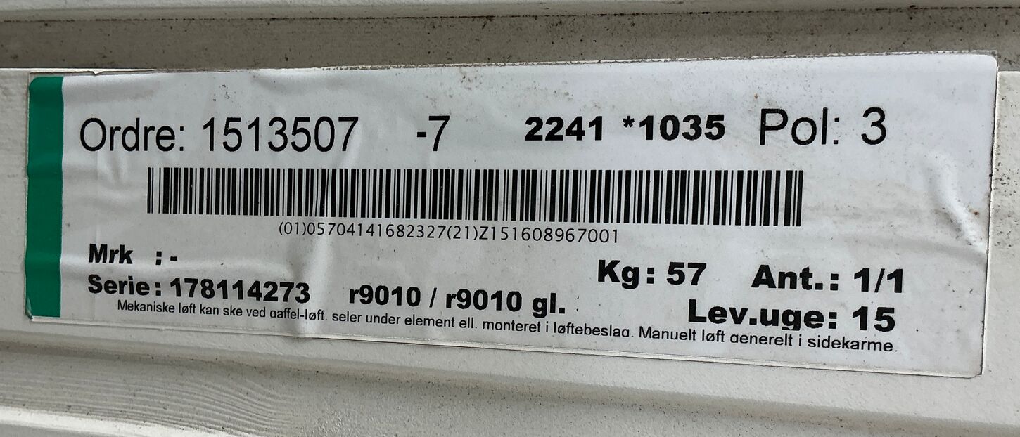 Skråt termovindue 103,5 x 224,1 cm
