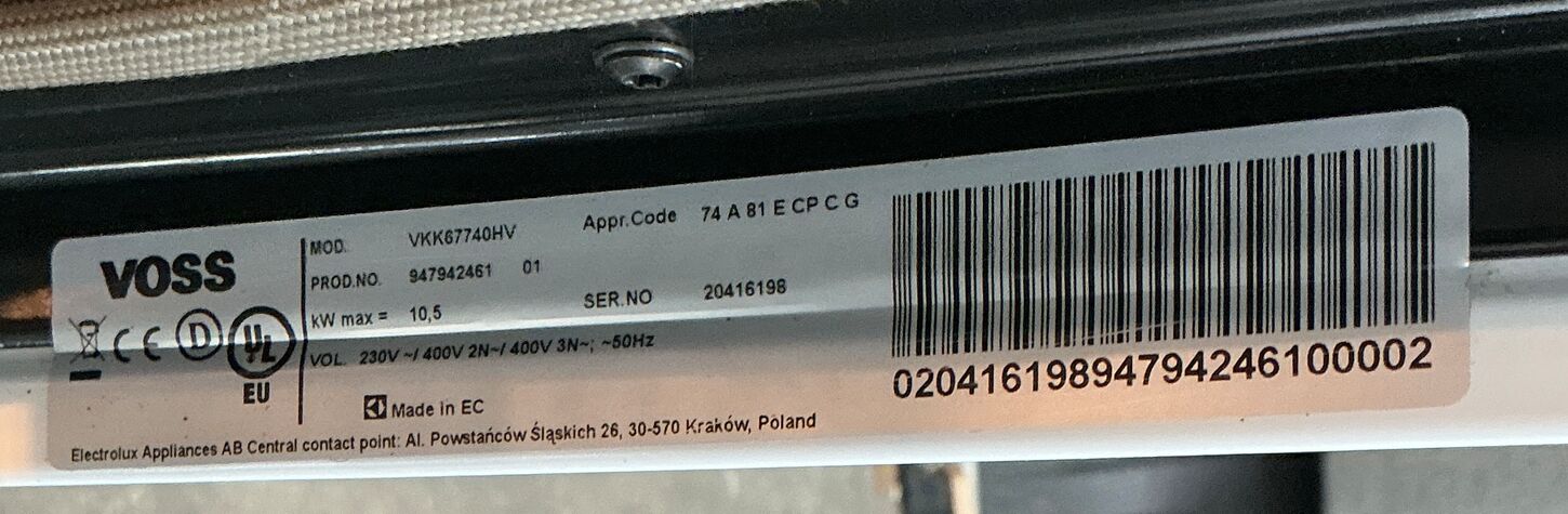 Voss keramisk komfur