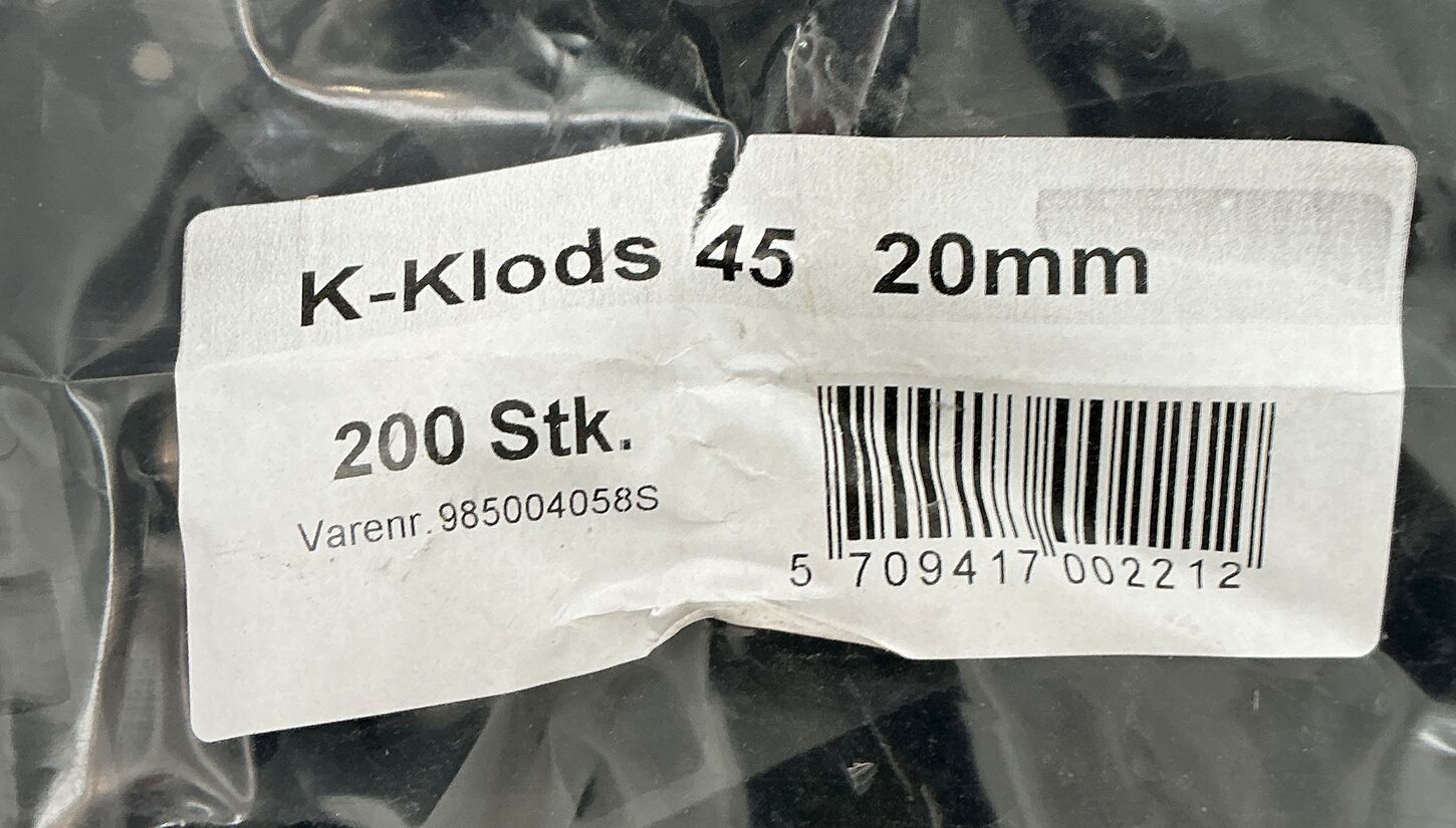 200 stk. K-Klods 45 20mm - sort
