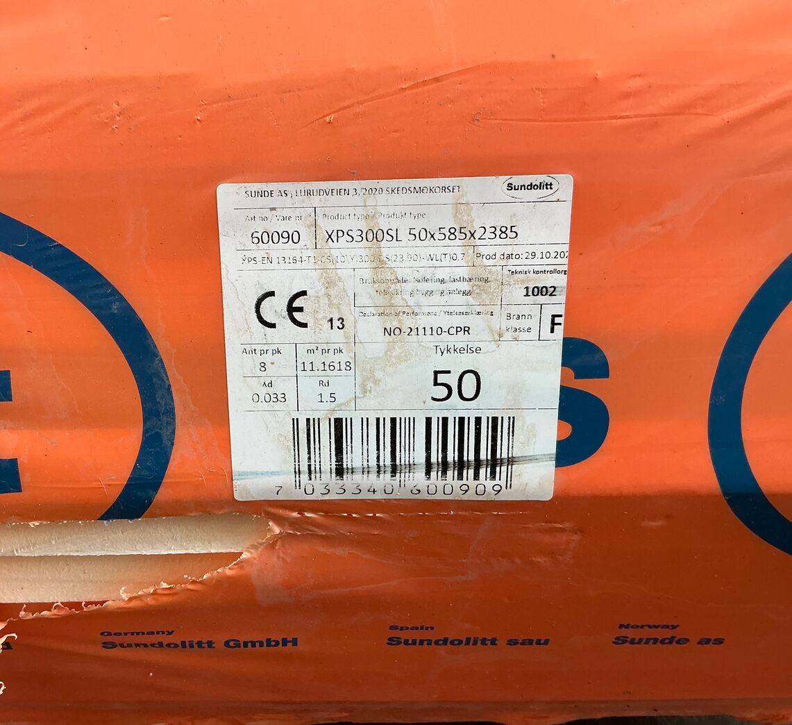 25 stk Sundolitt XPS 300 SL Isoleringsplader (50 mm) - 33m2