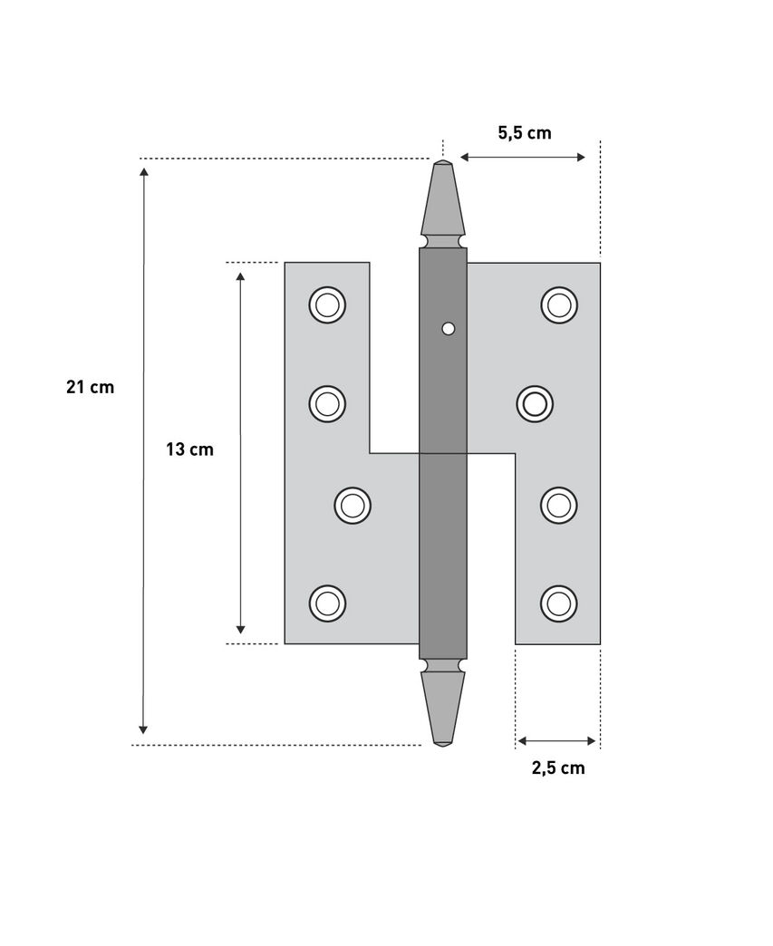 Dørhængsel højrehængt 210mm messing