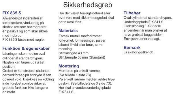 FIX greb og låsecylinder/nøgler til terrassedøren