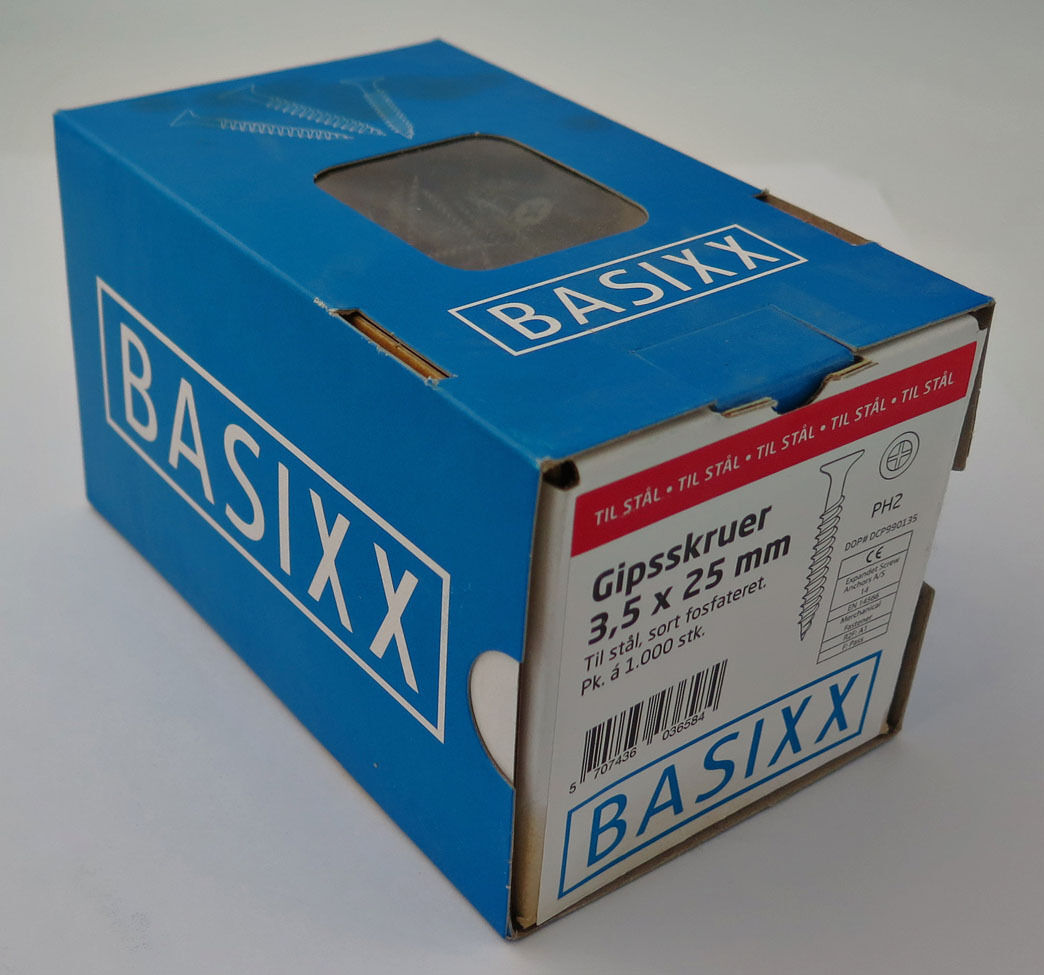 Gipsskruer 3,5x25 mm - til stål 1000 stk