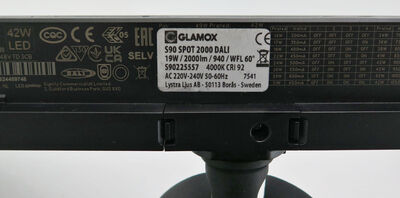 Glamox spotlampe til skinne - Sort