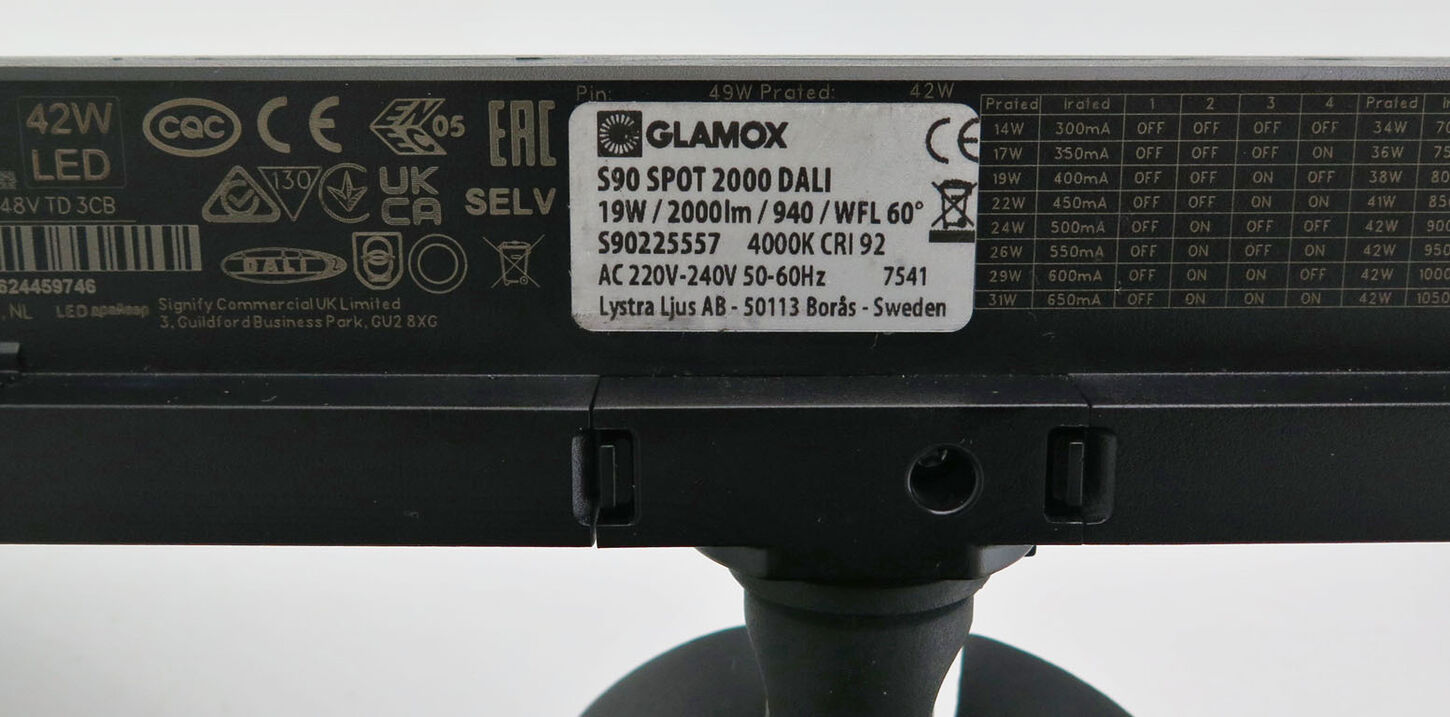 Glamox spotlampe til skinne - Sort