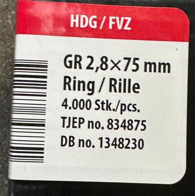 Tjep stavsøm 2,8x75 mm 4000 stk