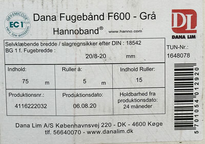 Dana F600 grå fugebånd