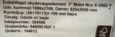 Skydevægselement karmmål 2090x2100 mm væg 109 mm