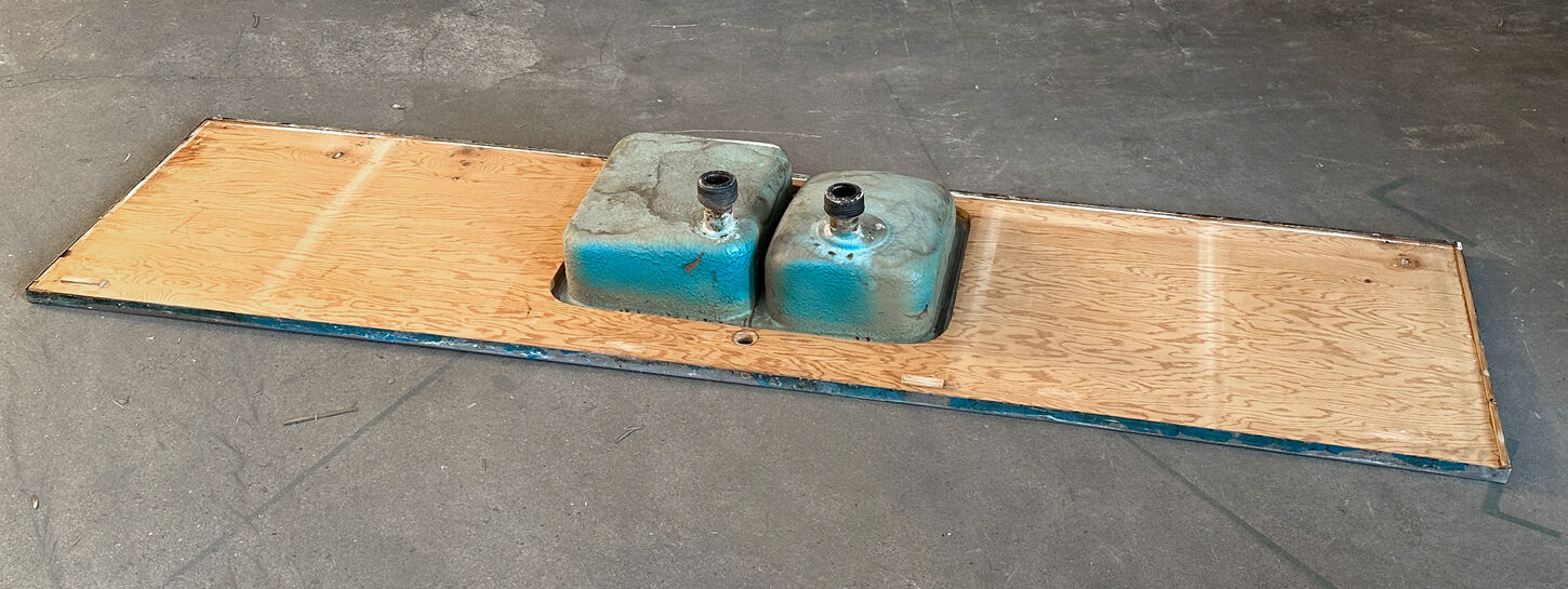 Stålbordplade med vask