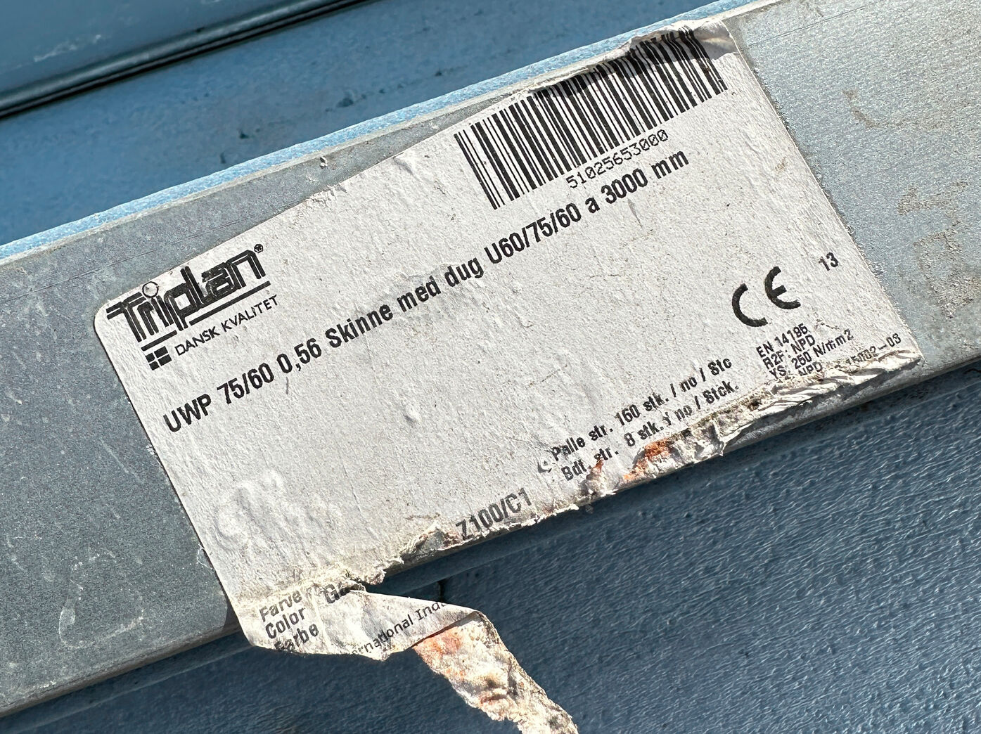 Triplan skinne med 4 mm polyethendug - 3 meter