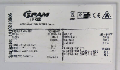 Gram køle/fryseskab
