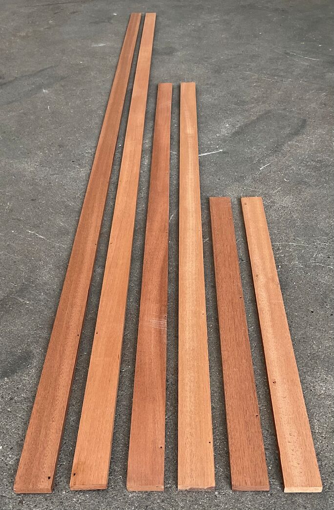 Mahognilister med sømhuller 4,8x1,4x60 cm