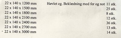 30 m2 facadebeklædning i egtræ  22x140 mm 30 m2 facadebeklædning i egtræ  22x140 mm
