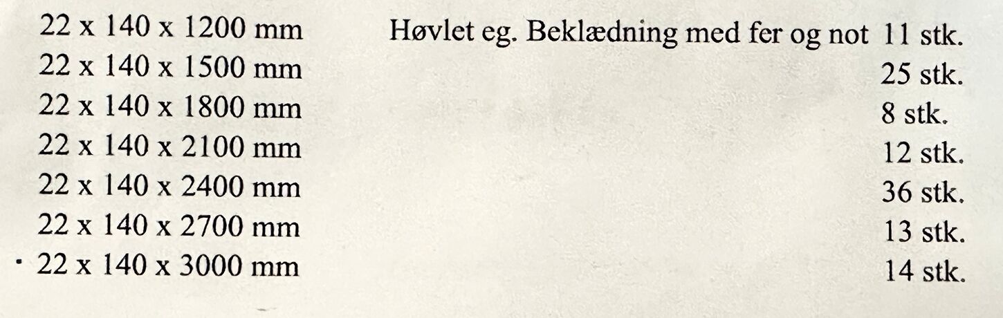 30 m2 facadebeklædning i egtræ  22x140 mm