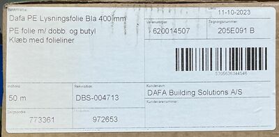 1 rl. Lysningsfolie blå 400mm x 50m